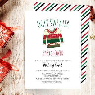 Modern Ugly Sweater Christmas Baby shower Kaart