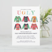 Modern Ugly Sweater Holiday Party Schattige kerstf Kaart (Staand voorkant)