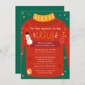 Modern Ugly Sweater Kerstparty Kaart (Voorkant / Achterkant)