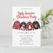 Modern Ugly Sweater Kerstparty Kaart (Staand voorkant)