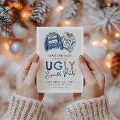 Modern Ugly Sweater Party Save the Date Feestdagenkaart