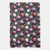 Modern uienpatroon zwart theedoek (Verticaal)