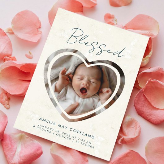 Modern uitgesneden Baby foto geboorte Aankondiging