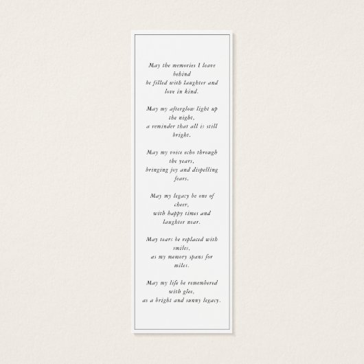 Modern Uitvaartmonument Gebed Foto Bladwijzer Mini Visitekaartjes (Achterkant)