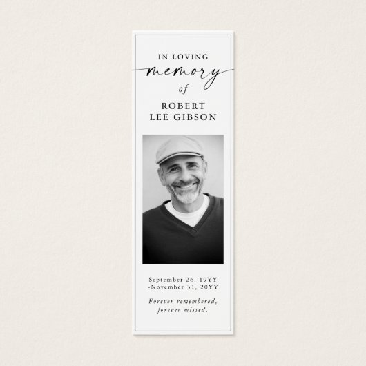 Modern Uitvaartmonument Gebed Foto Bladwijzer Mini Visitekaartjes (Voorkant)