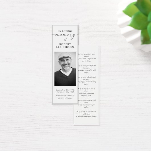 Modern Uitvaartmonument Gebed Foto Bladwijzer Mini Visitekaartjes (Bureau)