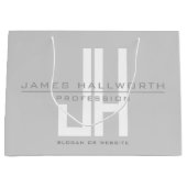 Modern Uitziend Bedrijfsmonogram | Grijs Groot Cadeauzakje (Voorkant)