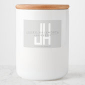 Modern Uitziend Bedrijfsmonogram | Grijs Voedselcontainer Etiket (Voorkant)