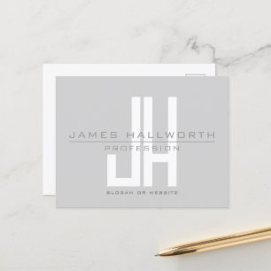 Modern Uitziend Zakelijk Monogram Grijs Briefkaart