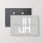 Modern Uitziend Zakelijk Monogram | Grijs Button (Voorkant / Achterkant)