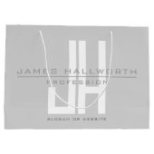 Modern Uitziend Zakelijk Monogram | Grijs Groot Cadeauzakje (Achterkant)