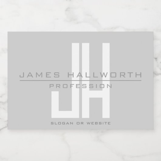 Modern Uitziend Zakelijk Monogram | Grijs Voedselcontainer Etiket (Enkel label)