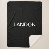 Modern uitziende vet zwart wit tekst sherpa deken (Voorkant)