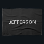 Modern uitziende vet zwart wit tekst theedoek<br><div class="desc">Modern & aanpasbaar, bewerken zoals je wilt!</div>