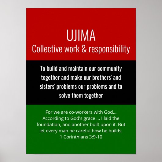 Modern UJIMA Collectief Werk Christelijk Kwanzaa Poster (Voorkant)