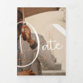 Modern Ultra Chic Minimal Sla de datum fotokaart o Drieluik Uitnodiging (Cover)