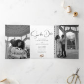 Modern Ultra Chic Minimal Sla de datum fotokaart o Drieluik Uitnodiging (Binnen)