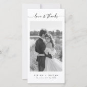 Modern Ultra Minimalist Script Wedding Photo Bedankkaart (Voorkant)