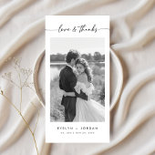 Modern Ultra Minimalist Script Wedding Photo Bedankkaart