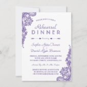 Modern Ultra Violet Lace Repetitie Diner Uitnodige Kaart (Voorkant)