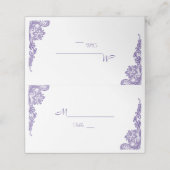 Modern ultra Violet Lace Weddenschap Tabelnummer Plaatskaartje (Buitenkant ongevouwen)