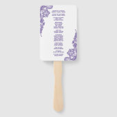 Modern ultra Violet Lace Wedding Programme Handwaaier (Achterkant)