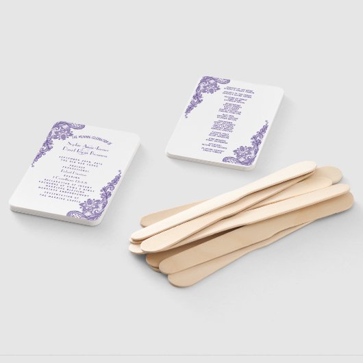 Modern ultra Violet Lace Wedding Programme Handwaaier (Niet-gemonteerd)