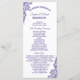 Modern ultra Violet Lace Wedding Programme Programmakaart