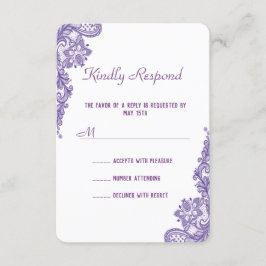 Modern ultra Violet Lace Wedding RSVP Uitnodigen