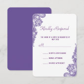 Modern ultra Violet Lace Wedding RSVP Uitnodigen Kaartje (Voorkant / Achterkant)
