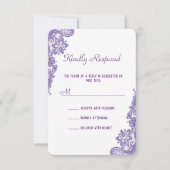 Modern ultra Violet Lace Wedding RSVP Uitnodigen Kaartje (Voorkant)