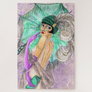 Modern Umbrella Lady Puzzle  Style Painting Legpuzzel