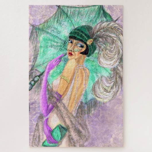 Modern Umbrella Lady Puzzle Style Painting Legpuzzel (Verticaal)