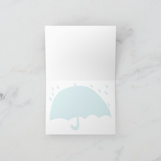 Modern Umbrella Rain Baby shower Boy Dank je Bedankkaart (Binnen)