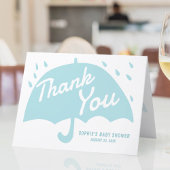 Modern Umbrella Rain Baby shower Boy Dank je Bedankkaart