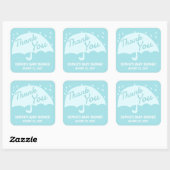 Modern Umbrella Rain Baby shower Boy Dank je Vierkante Sticker (Vel)