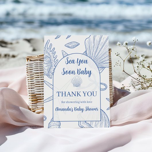 Modern Under The Sea You Soon Blue Boy Baby Shower Bedankkaart