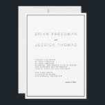 Modern Unica Wedding Invitation Kaart<br><div class="desc">Dit is een moderne trouwuitnodiging met een strakke zwarte grens. De gelijke RSVP en sparen de datum,  florale envelop ook beschikbaar voor verkoop.</div>