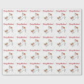 Modern Unicorn Glitter Snowflakes Merry Kerstry Cadeaupapier (Vlak)