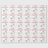 Modern Unicorn Glitter Snowflakes Name Merry Xmas Cadeaupapier (Vlak)