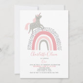 Modern Unicorn Rainbow Muted Pink 1st Birthday Kaart (Voorkant)