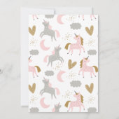 Modern Unicorn Rainbow Muted Pink 1st Birthday Kaart (Achterkant)