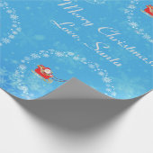 Modern Unicorn Santa Snow Merry Xmas Trees Blue Cadeaupapier (Hoek)