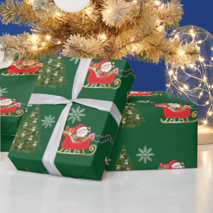 Modern Unicorn Santa Snowflakes kerstboom Cadeaupapier