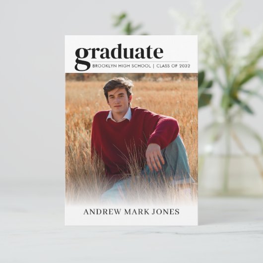 Modern uniek Afstuderen Afstudeerder 2 Foto-Afstud Aankondiging (Staand voorkant)