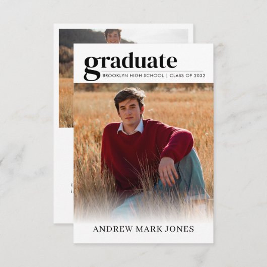 Modern uniek Afstuderen Afstudeerder 2 Foto-Afstud Aankondiging (Voorkant / Achterkant)