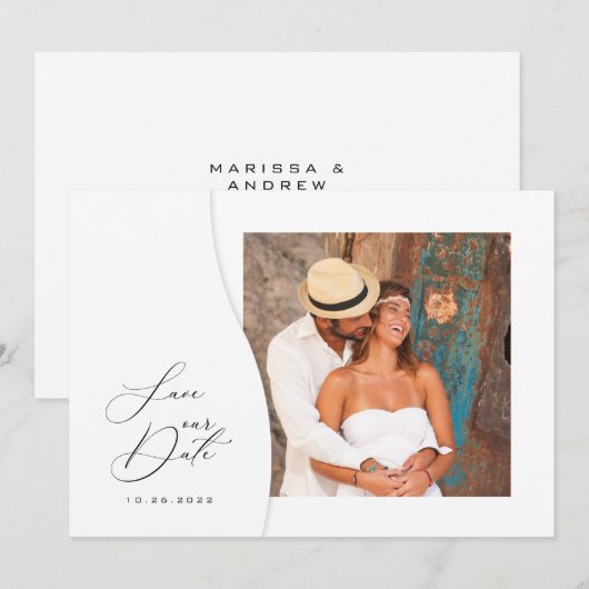 Modern uniek fotohuwelijk save the date (Voorkant / Achterkant)