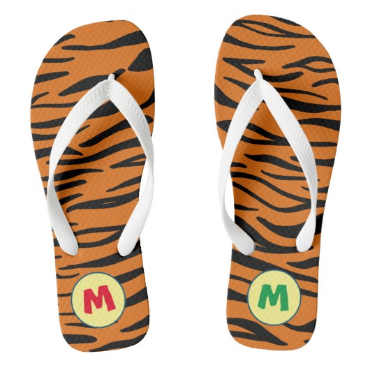 Modern uniek monogram Dierenprint l Bruin Teenslippers (Voetbed)