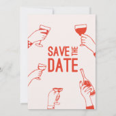 Modern uniek vet funky rood Save the Date Wedding Kaart (Achterkant)