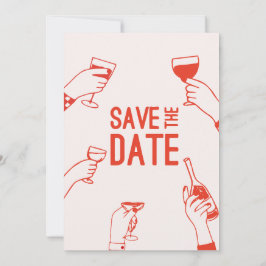 Modern uniek vet funky rood Save the Date Wedding Kaart